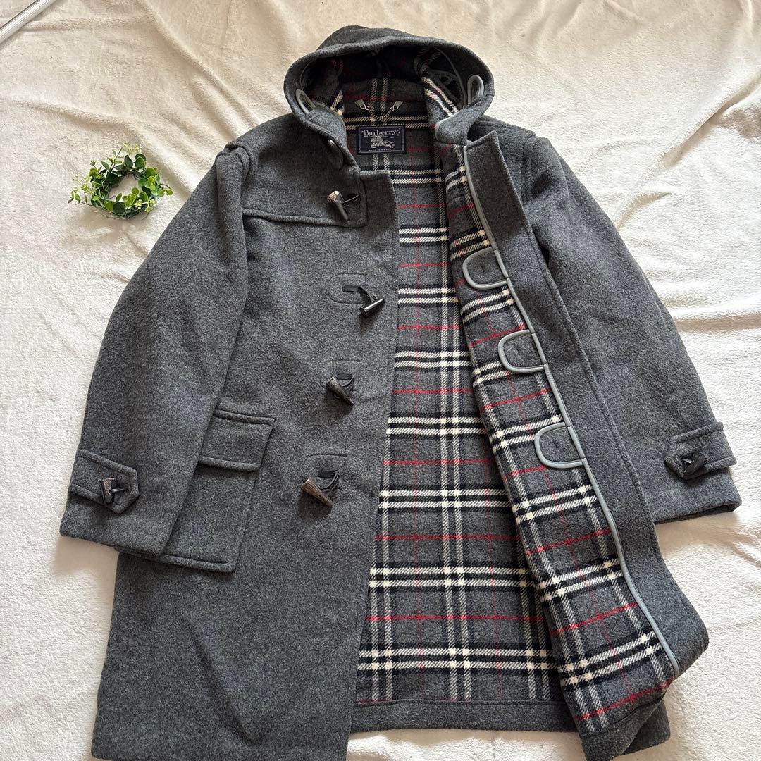 美品✨バーバリー ダッフルコート ノバチェック ウール100% グレー