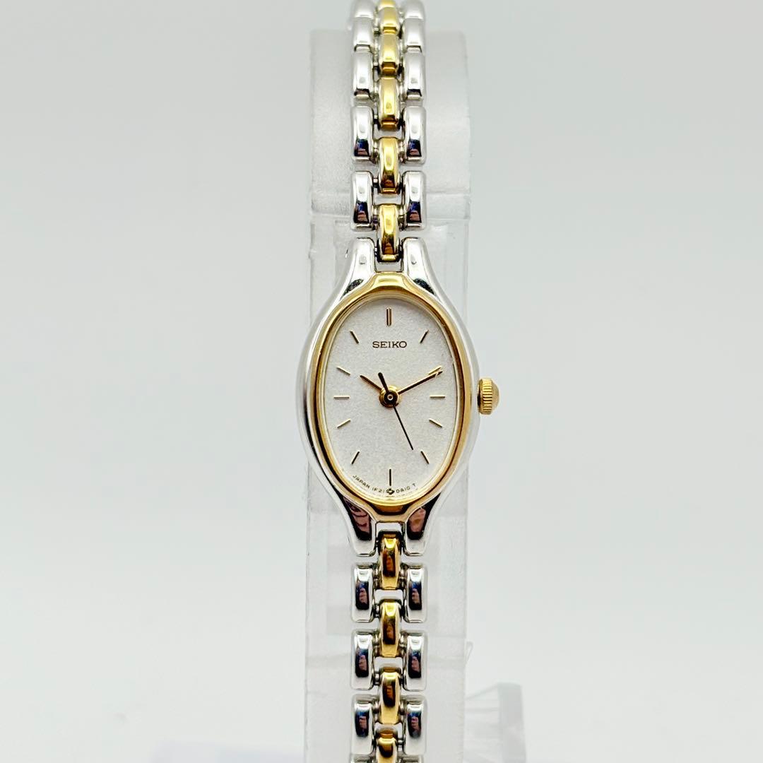 美品 新品電池 SEIKO セイコー 腕時計 コンビカラー レディース オーバル