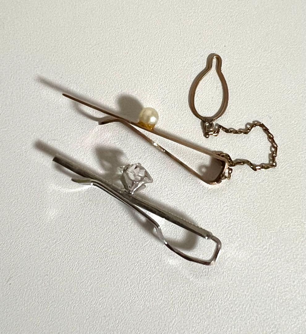 ネクタイピン　パールk10.とsilver 2個セット