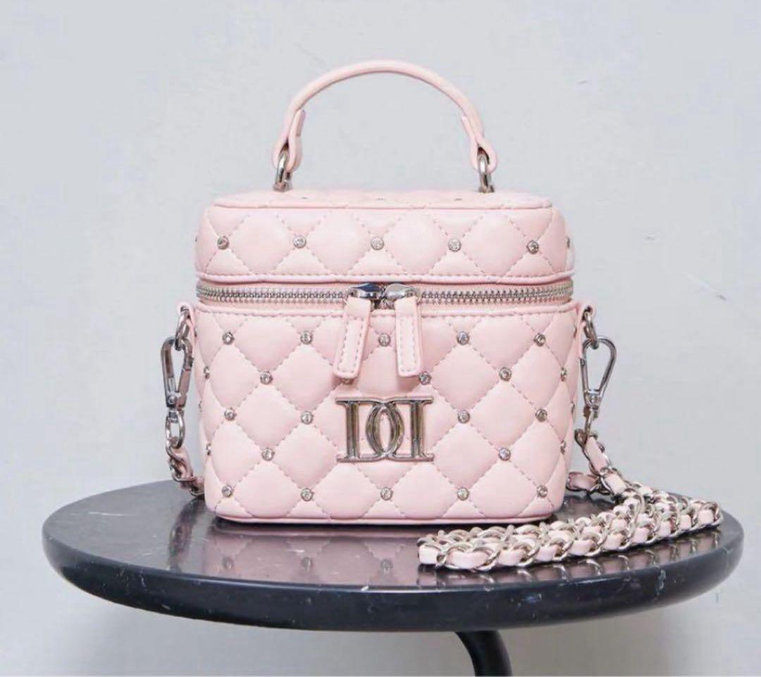 Darich キルティングビジュースクエアミニバッグ バニティ ピンク