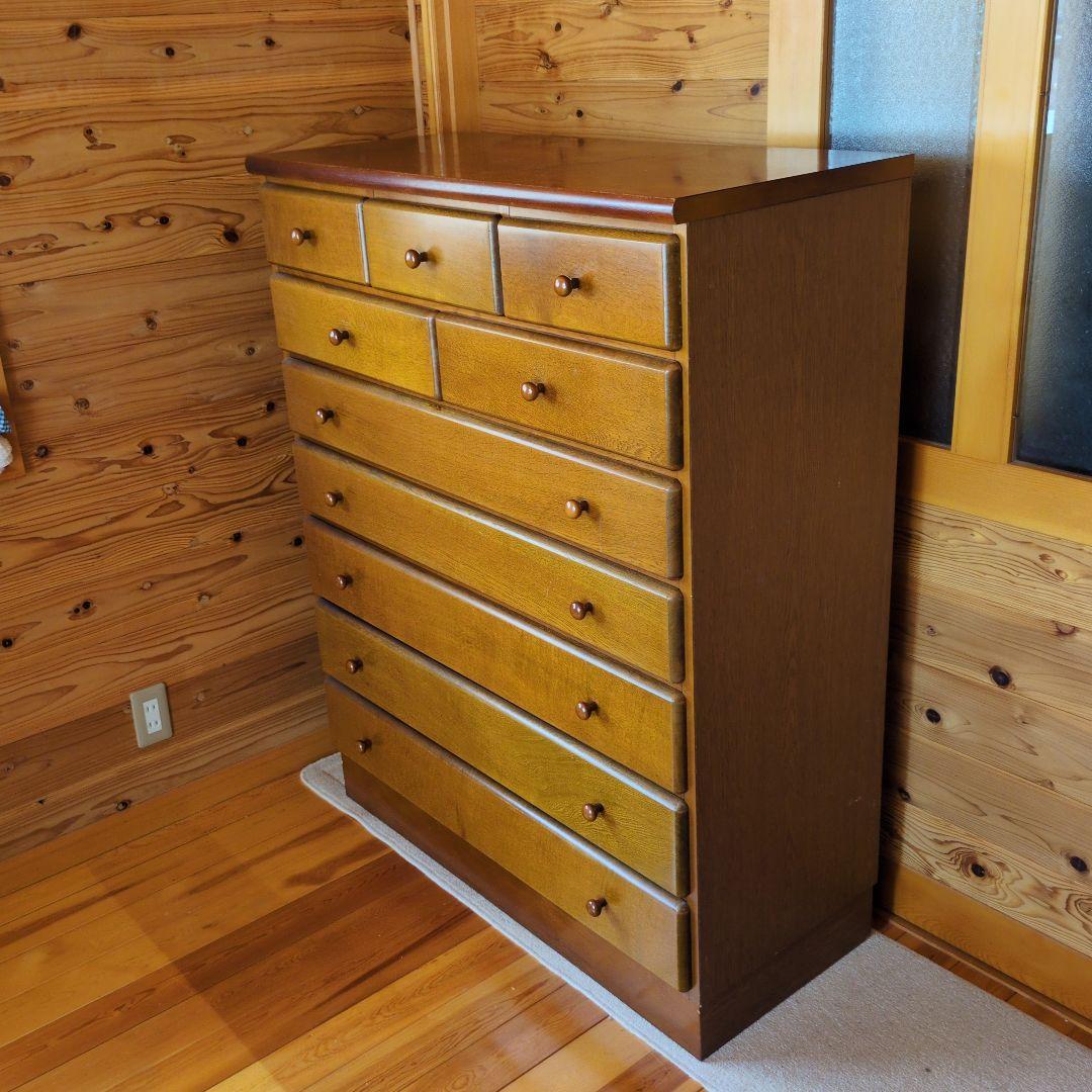 【レトロ味わい深いお引き取り発送対応】木製チェスト 10引き出し ウッドカラー