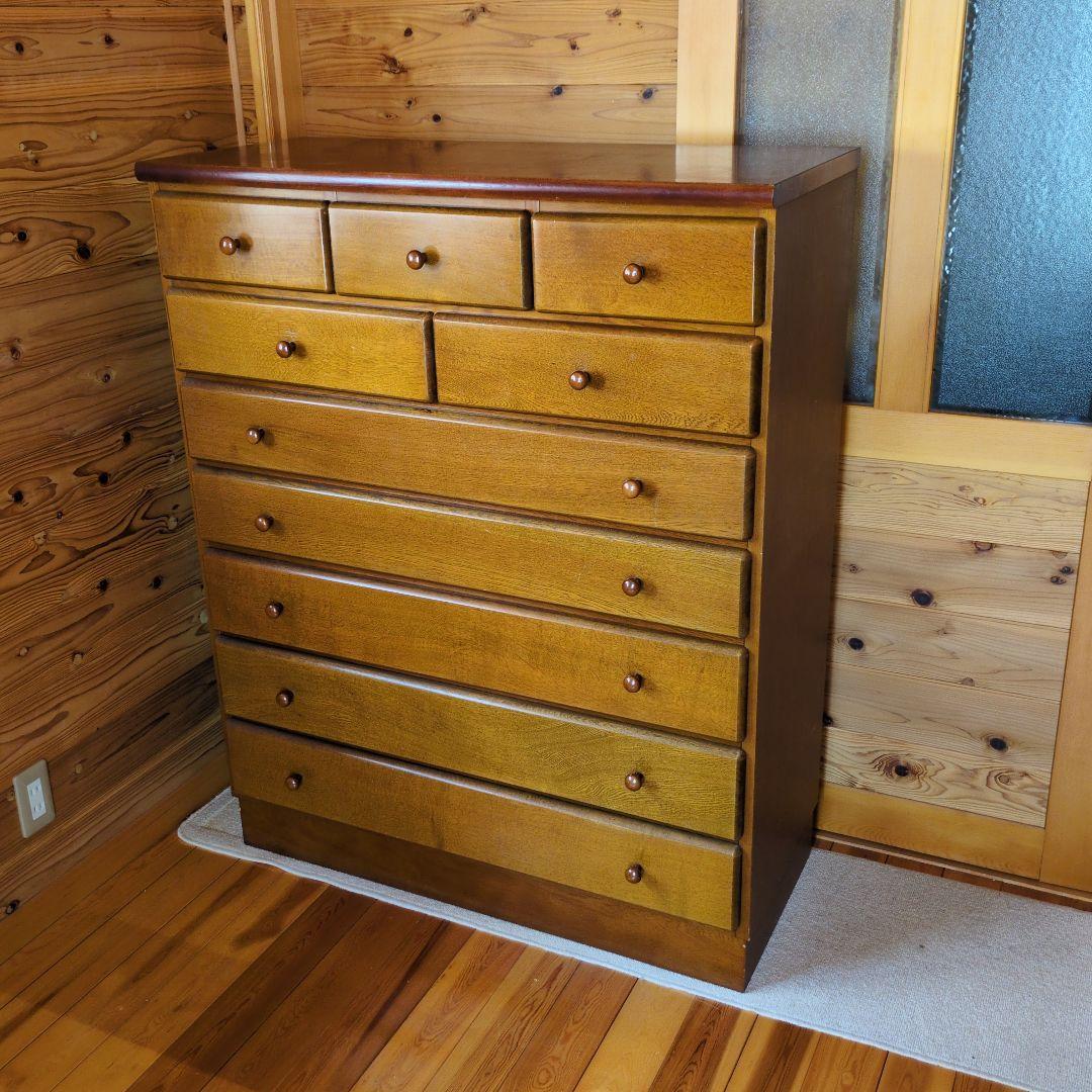 【レトロ味わい深いお引き取り発送対応】木製チェスト 10引き出し ウッドカラー