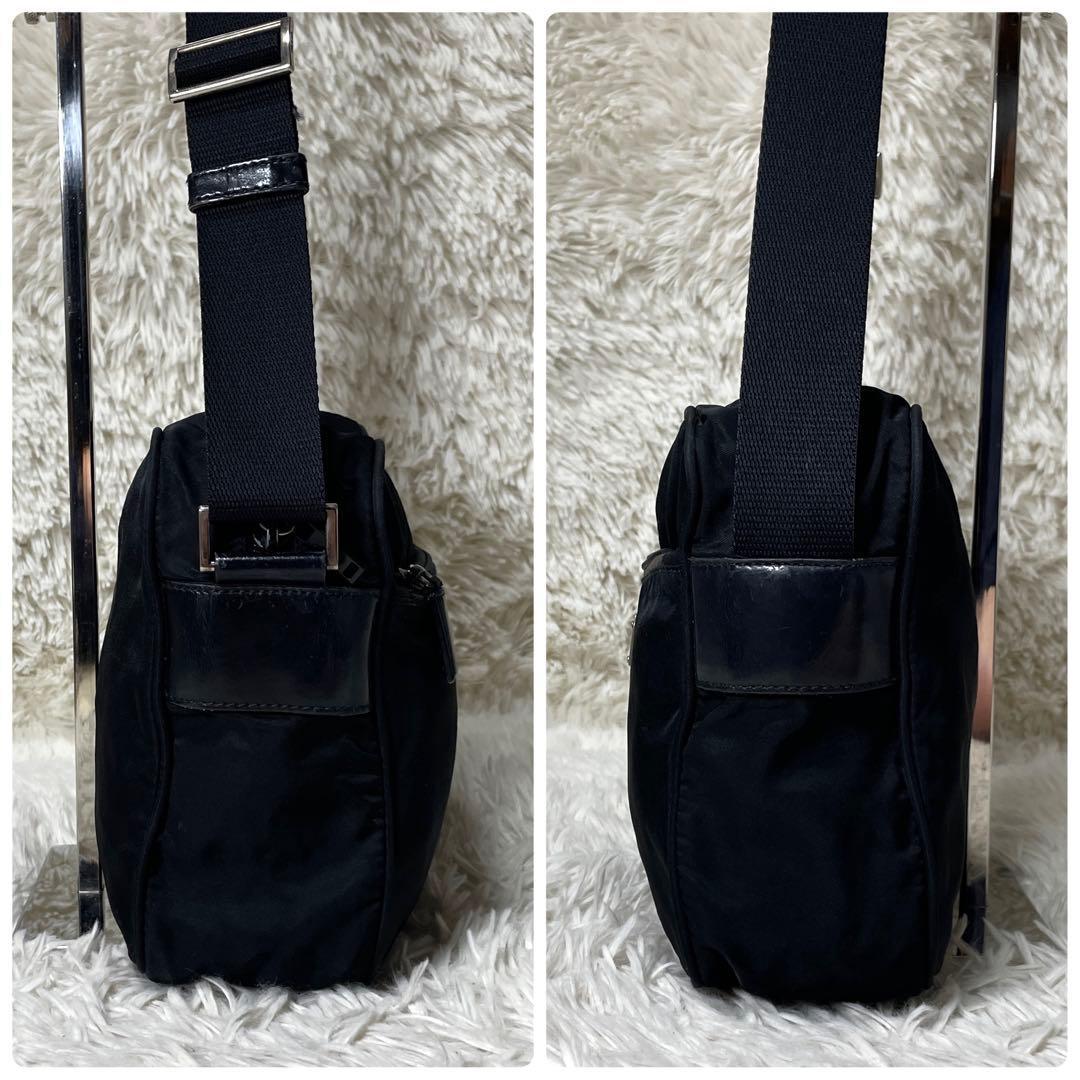 【良品】PRADA プラダ　カメラバッグ　ナイロン　レザー　ブラック　斜め掛け
