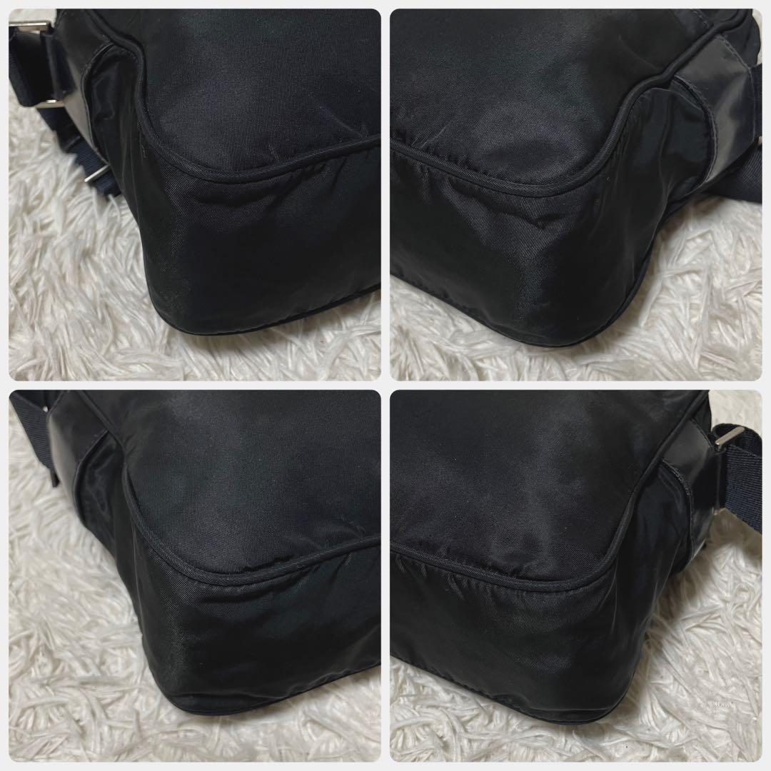 【良品】PRADA プラダ　カメラバッグ　ナイロン　レザー　ブラック　斜め掛け