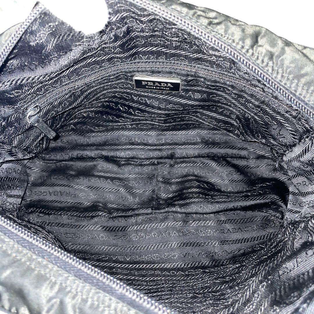 【良品】PRADA プラダ　カメラバッグ　ナイロン　レザー　ブラック　斜め掛け