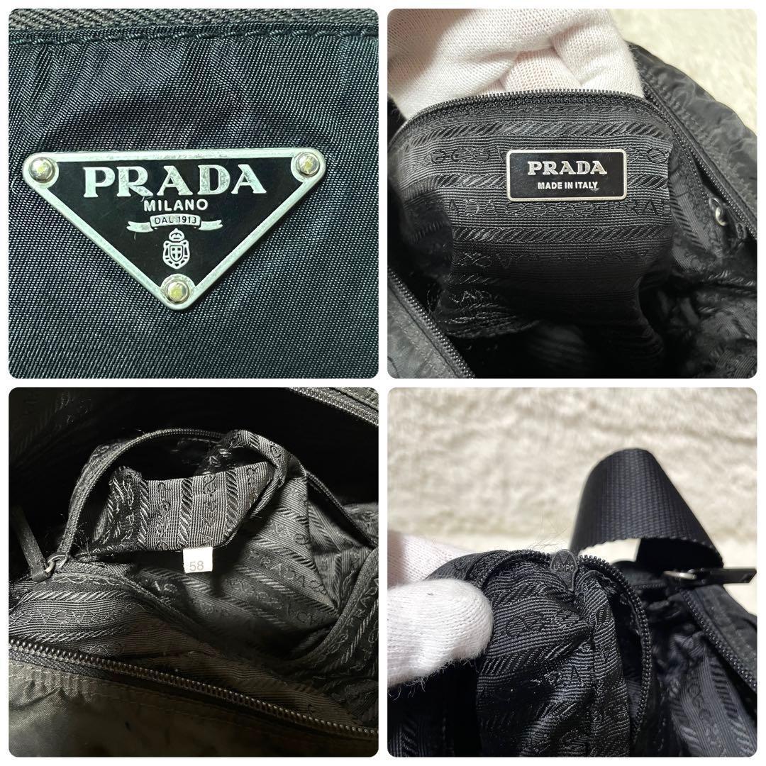 【良品】PRADA プラダ　カメラバッグ　ナイロン　レザー　ブラック　斜め掛け