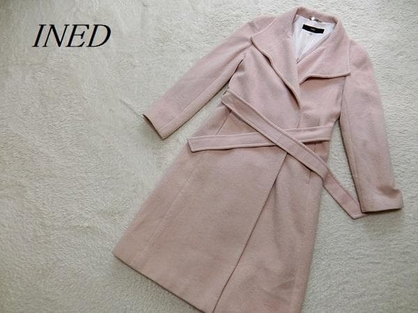 イネド　アンゴラウール　ベルテッド　美ライン　コート　スモーキーピンク　９