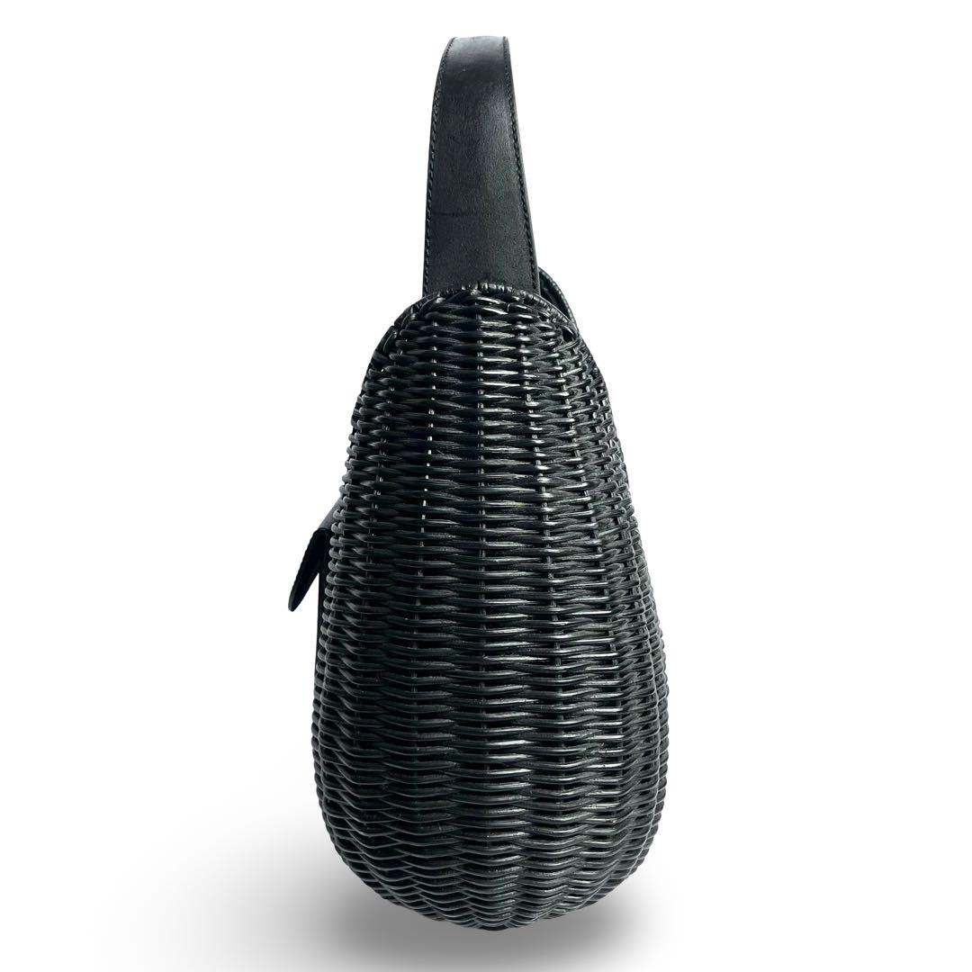 なたけ♪美品✨ポールカ ラタン かごバッグ ハンドバッグ 黒