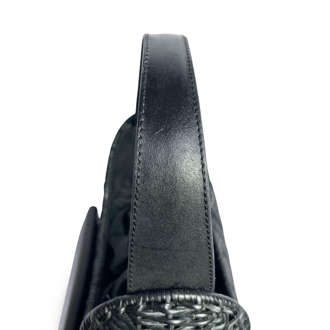 なたけ♪美品✨ポールカ ラタン かごバッグ ハンドバッグ 黒