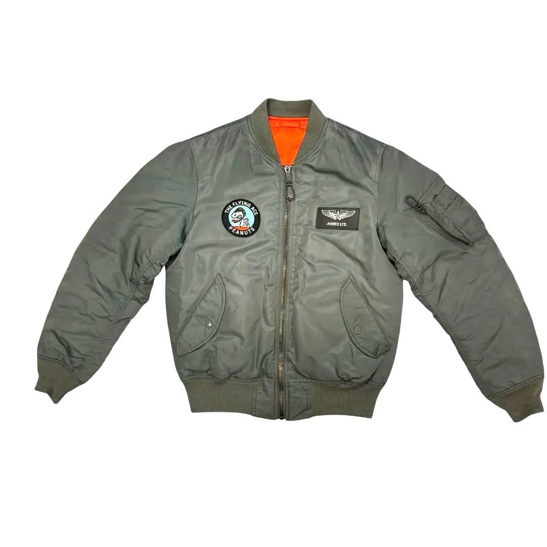 AVIREX スヌーピー コラボ MA1 ボンバージャケット セージ L