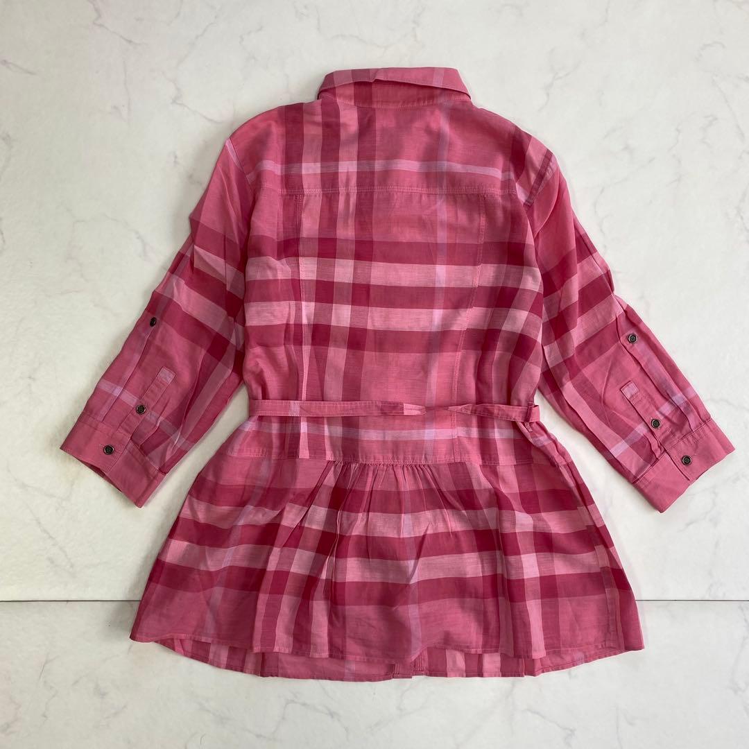 美品★BURBERRYロンドン 長袖シャツ チュニック ノバチェック 紐付き46