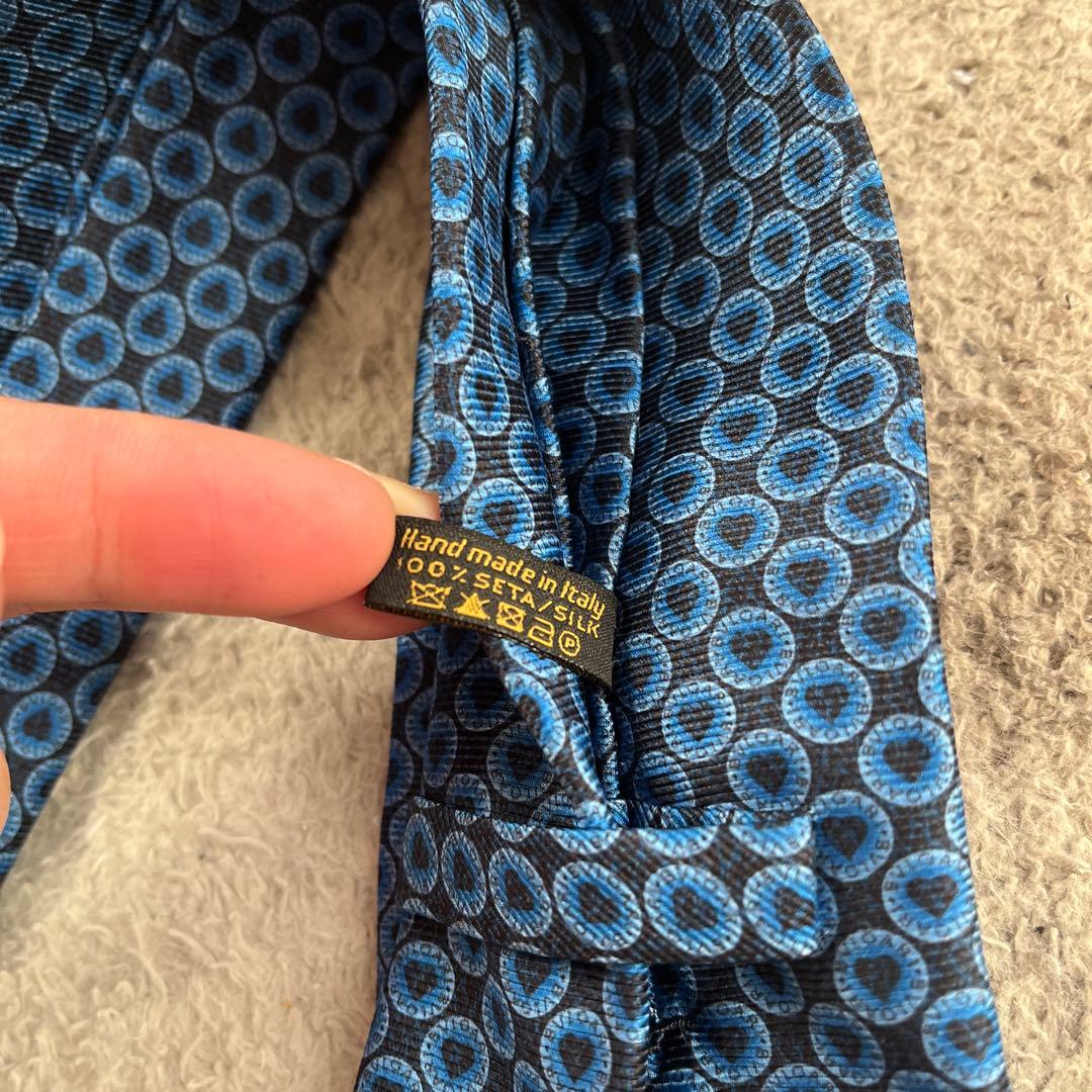 【未使用品】BVLGARI ネクタイ シルク ロゴ ドット ハート ネイビー系