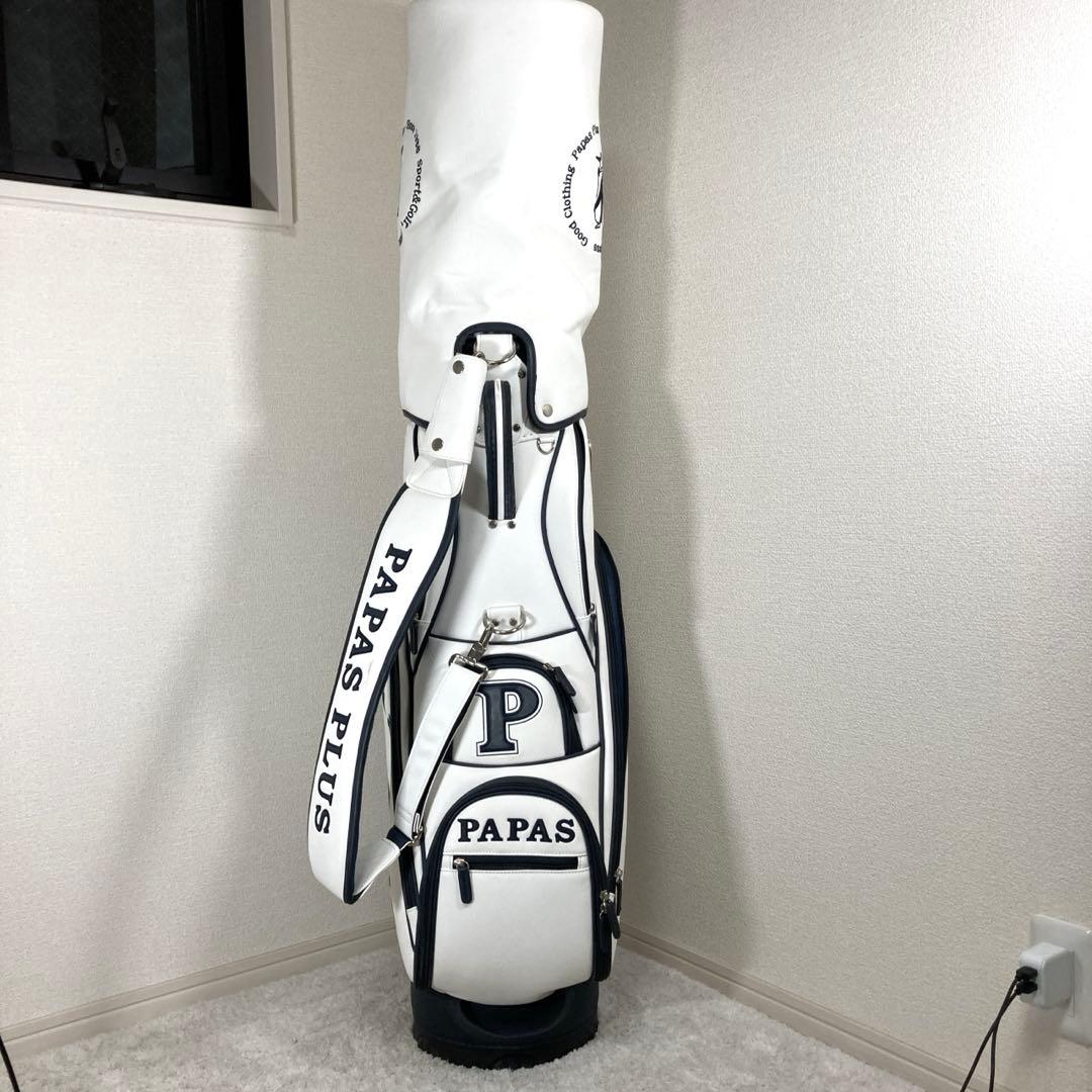 w1様PAPAS PLUS golf ゴルフバッグ ホワイト　パパスプラスゴルフ