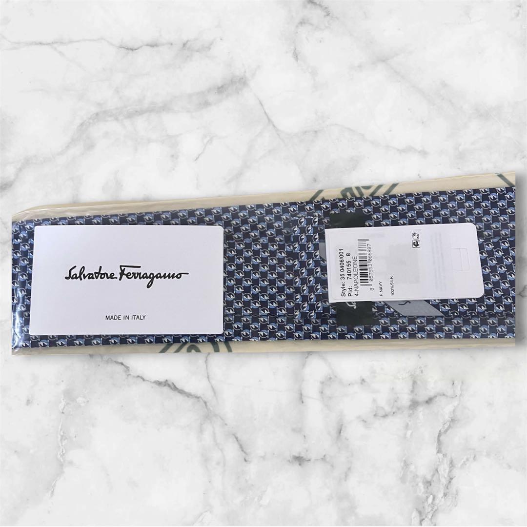 Salvatore Ferragamo ネクタイ ネイビー系 幾何学模様　新品