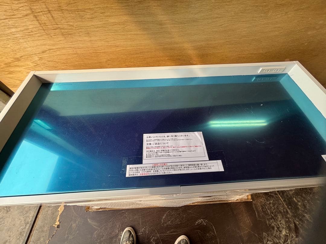 木製全面、鏡面ポリ上部ステンレス大型キッチンカウンター