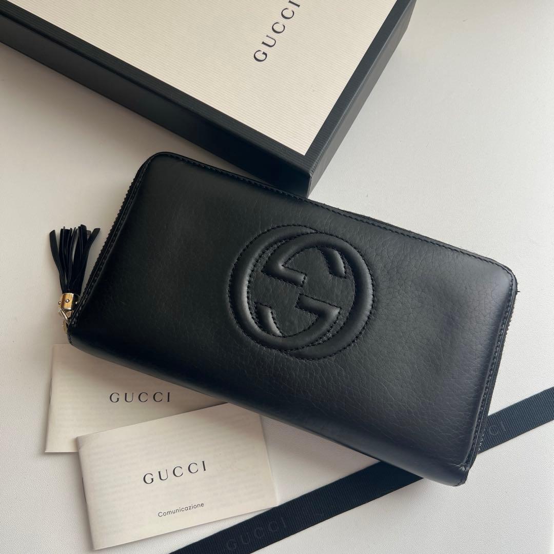 47 美品 GUCCI グッチ SOHO 長財布 ラウンドファスナー