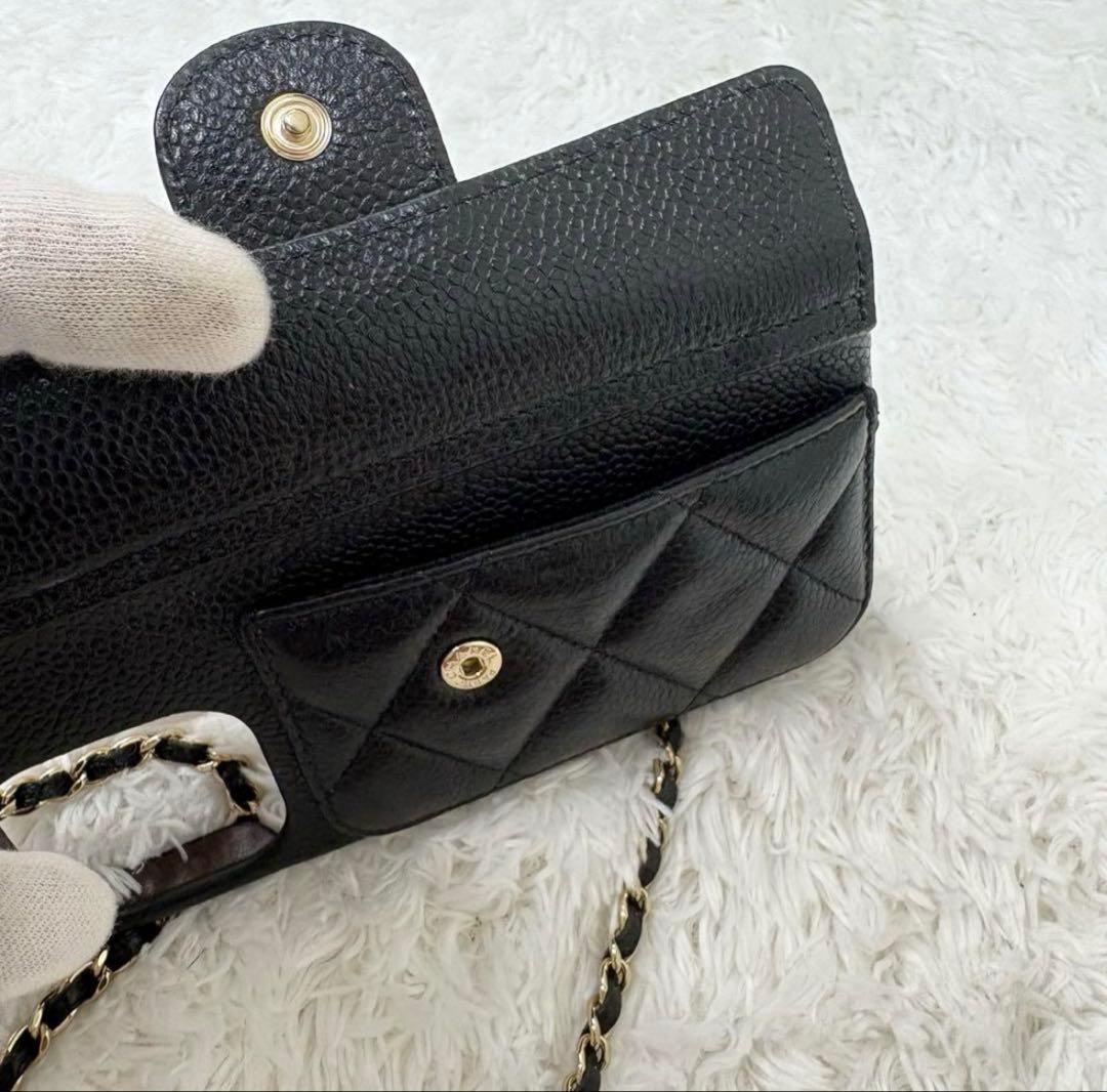 未使用級 シャネル iPhone14Proスマホケースキャビアスキン マトラッセ