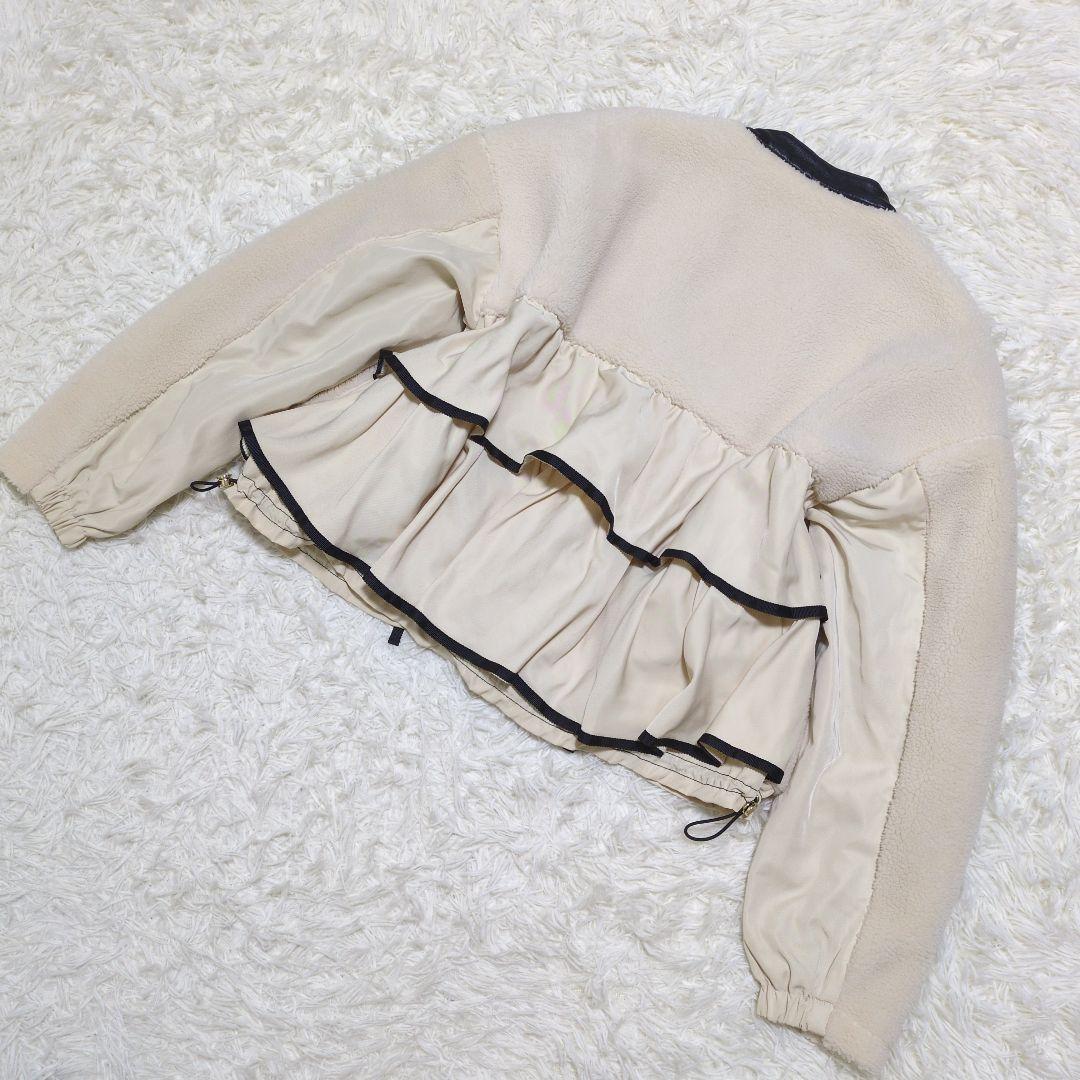 美品 エイミーロウ Eimee Law バックフリルボアブルゾン 38(M)