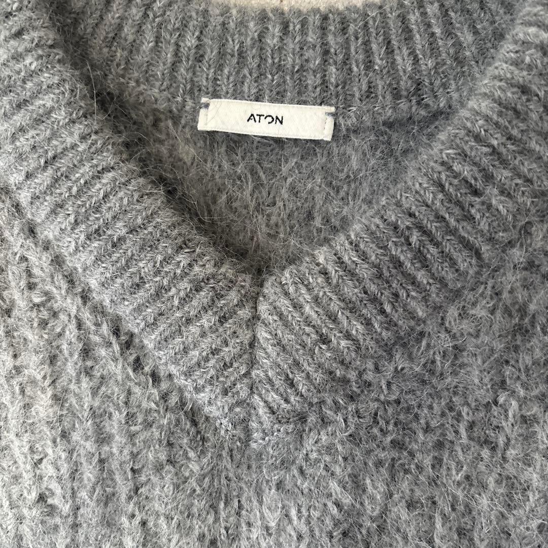 ATON エイトン ALPACA FUR Vネックベスト　アルパカ　グレー