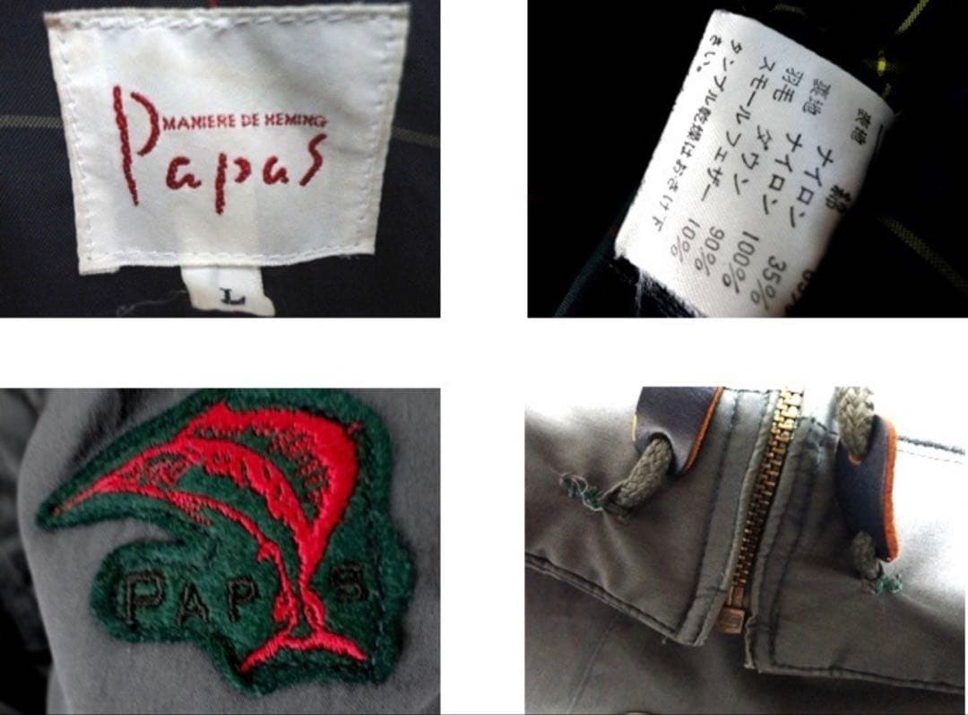 Papas フライトジャケット ダークグレー　ダウン　短丈　ラルフローレン