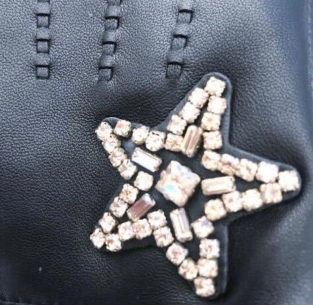 新品 未開封 コーチ 羊革 手袋 黒 クリスタルスター付 7(M) ウール裏付