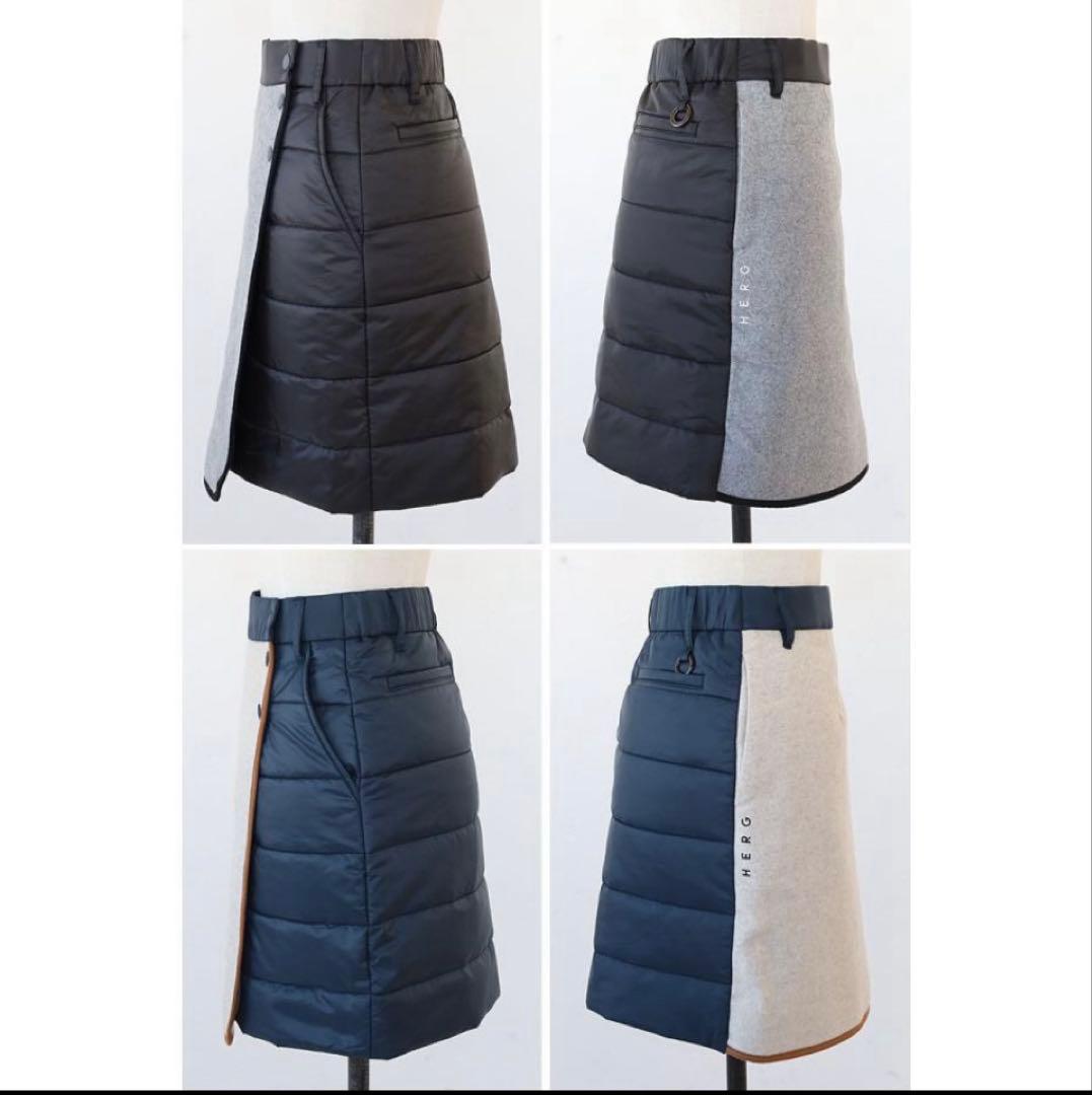 新品タグ付き HERG1 エルグワン スカート ネイビー/Mサイズ 秋冬 中綿