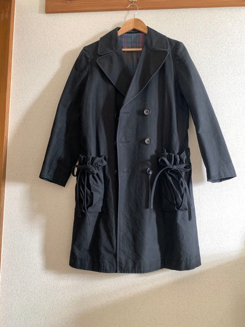 Y's ブラック ダブルブレストコート
