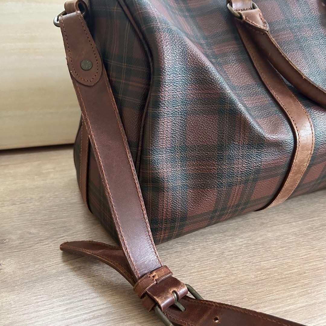 ポロラルフローレン ボストンバッグ タータンチェック 2way ブラウン