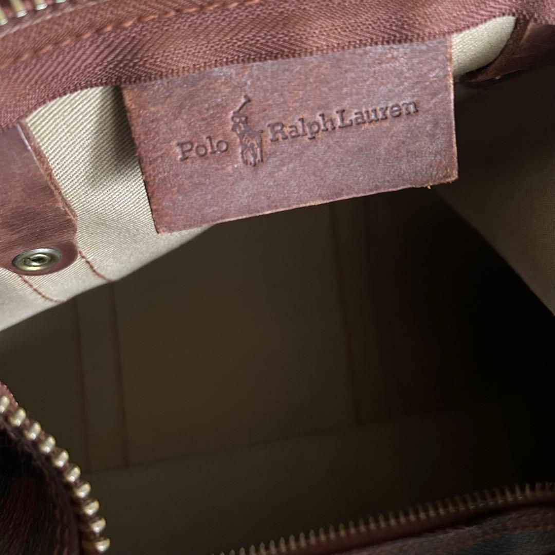 ポロラルフローレン ボストンバッグ タータンチェック 2way ブラウン