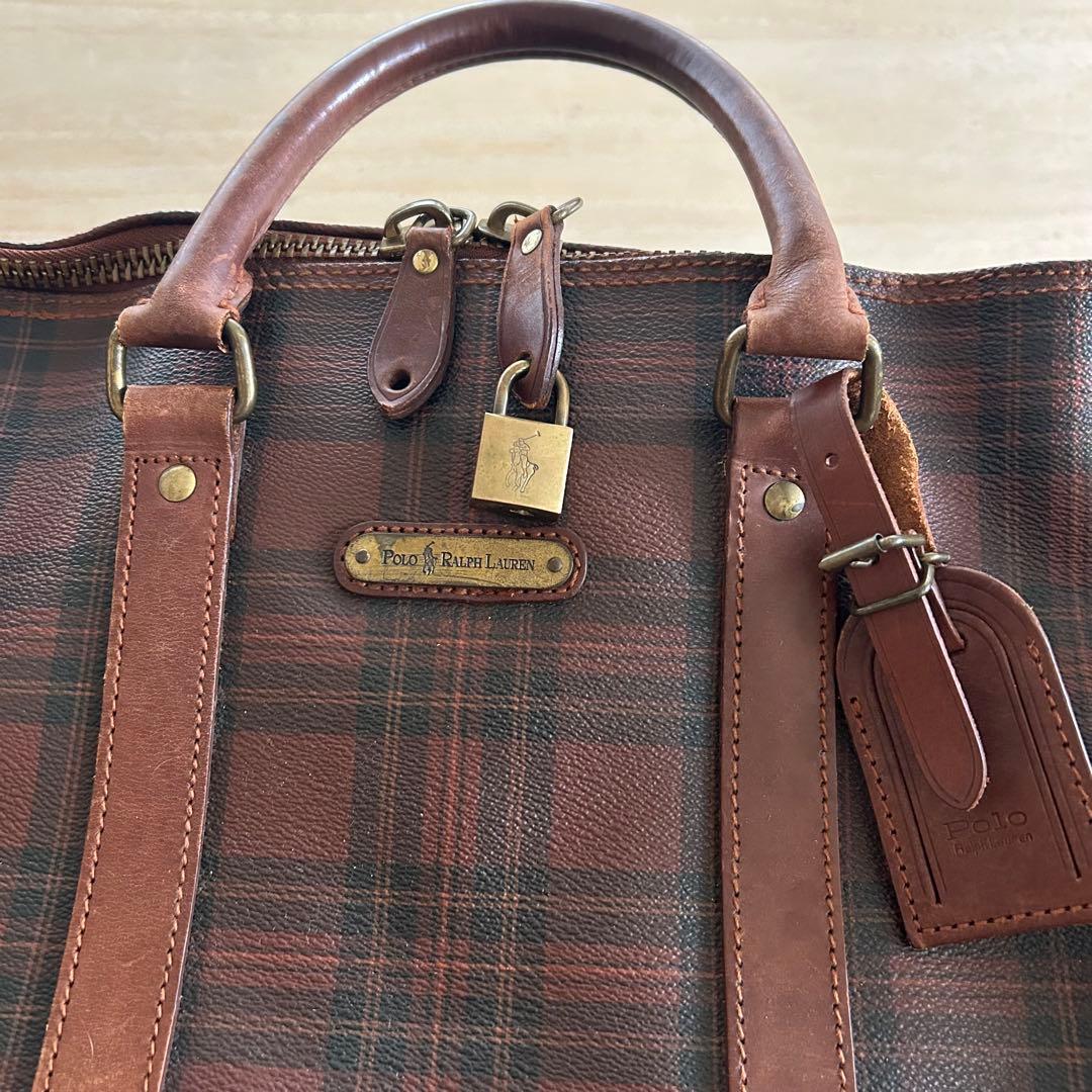 ポロラルフローレン ボストンバッグ タータンチェック 2way ブラウン
