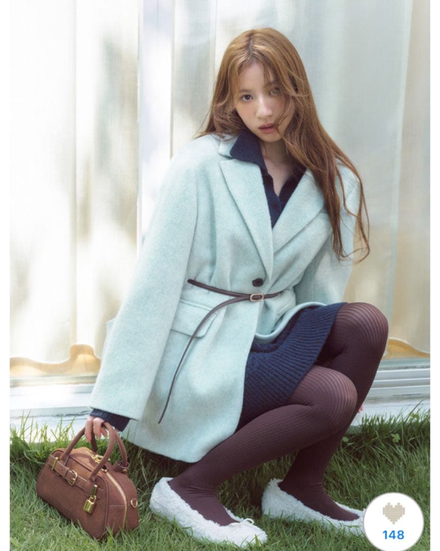 LILY BROWN ベルト付きシャギーオーバージャケット