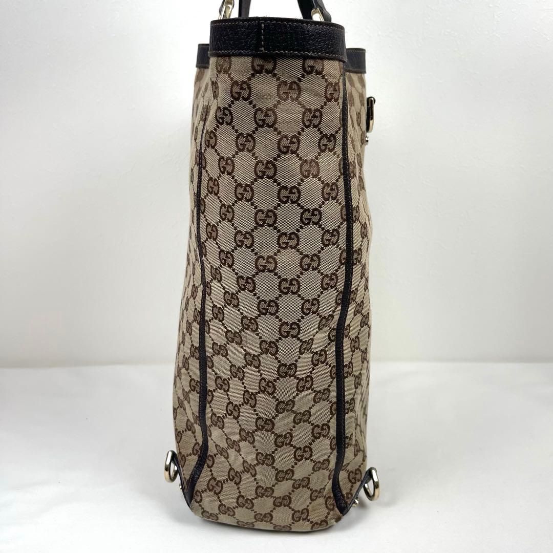 グッチ　トートバッグ　アビー　GGキャンバス　ロゴ総柄　プリント　レザー　極美品