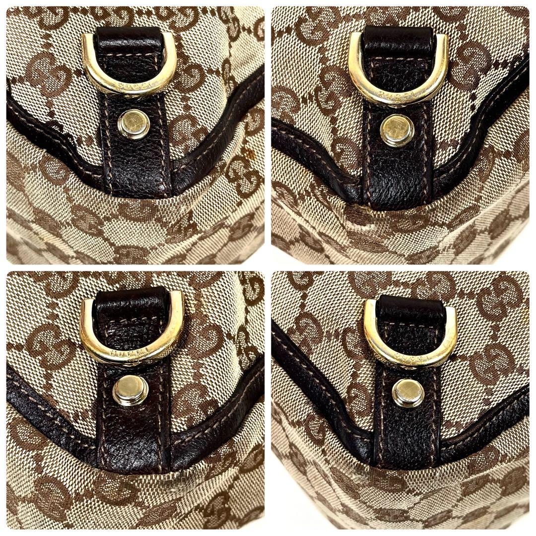 グッチ　トートバッグ　アビー　GGキャンバス　ロゴ総柄　プリント　レザー　極美品