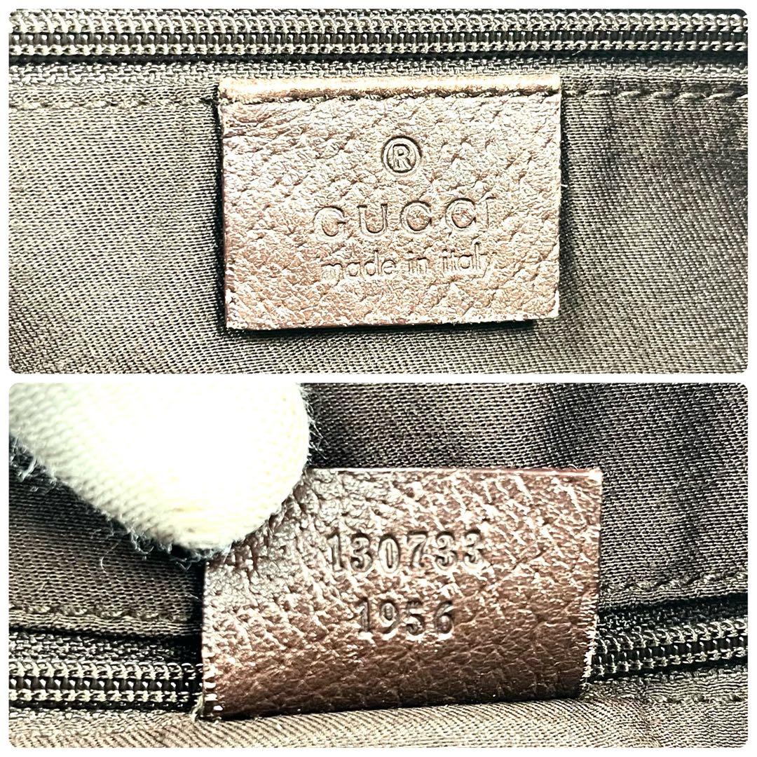 グッチ　トートバッグ　アビー　GGキャンバス　ロゴ総柄　プリント　レザー　極美品