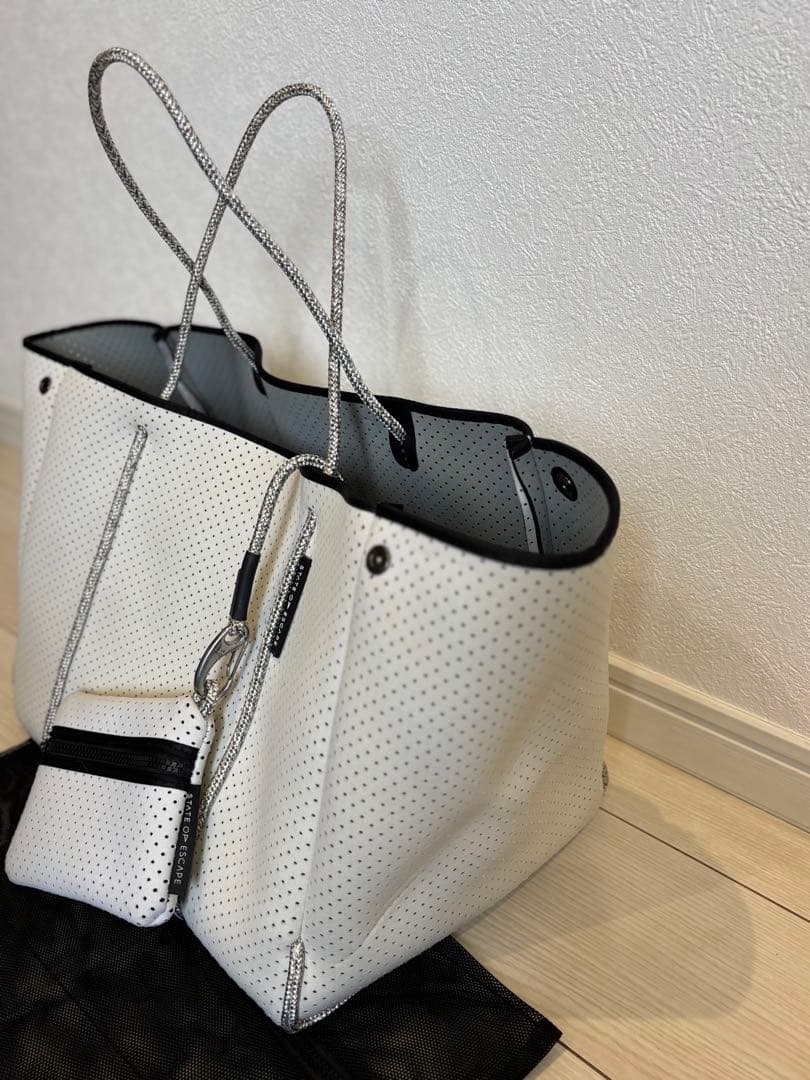 arise 　ステイトオブエスケープトートバッグ 白 ポーチ メッシュ