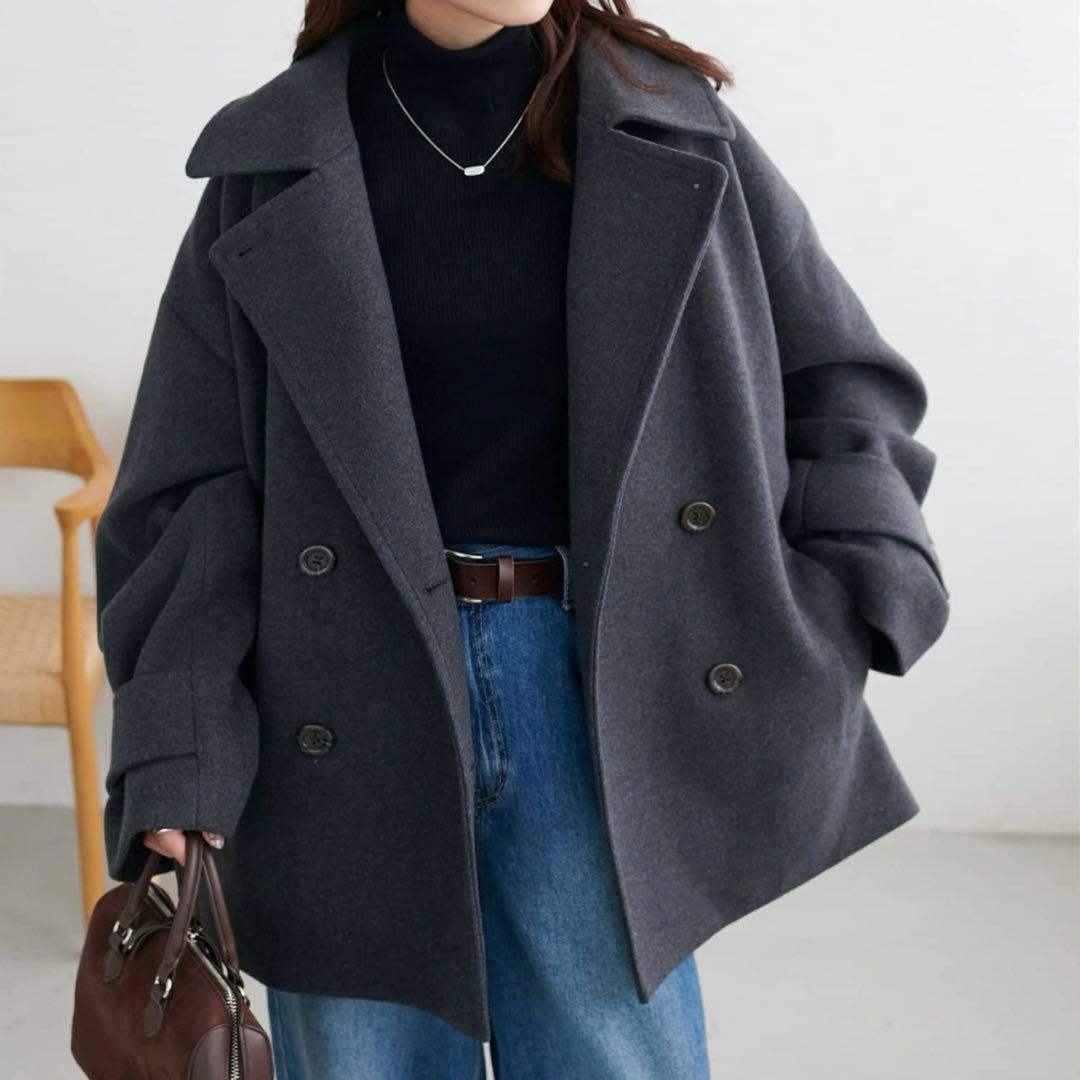 ⭐︎【Discoat】中空糸スタンドミドルコート チャコールグレー