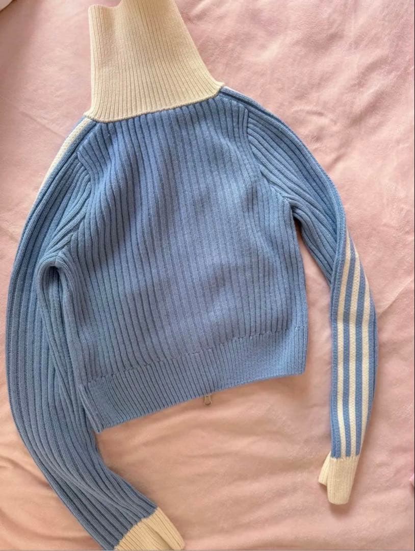 海外限定S Adidasジップアップ ニットジャケット KF0719