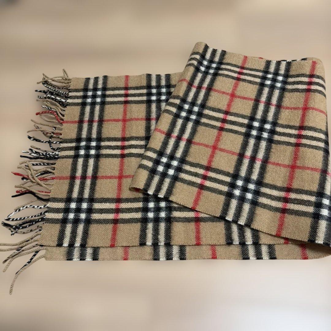 美品　Burberry チェック柄 カシミヤマフラー