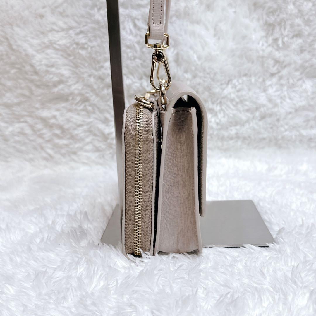 【人気色】FURLA リーヴァL ピンクベージュ ショルダーウォレットバッグ