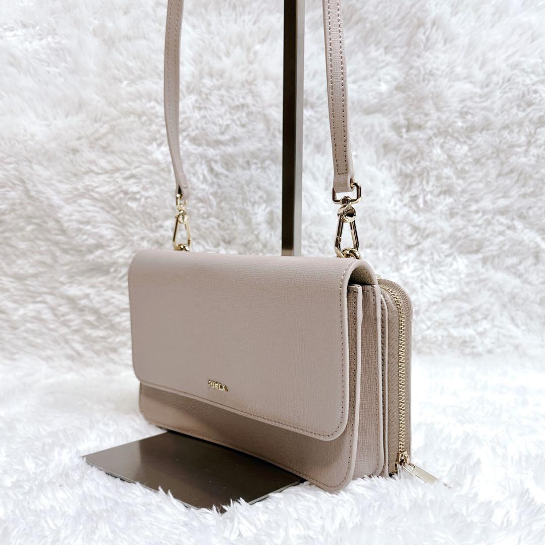 【人気色】FURLA リーヴァL ピンクベージュ ショルダーウォレットバッグ