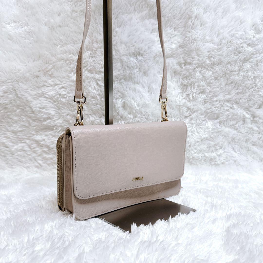 【人気色】FURLA リーヴァL ピンクベージュ ショルダーウォレットバッグ