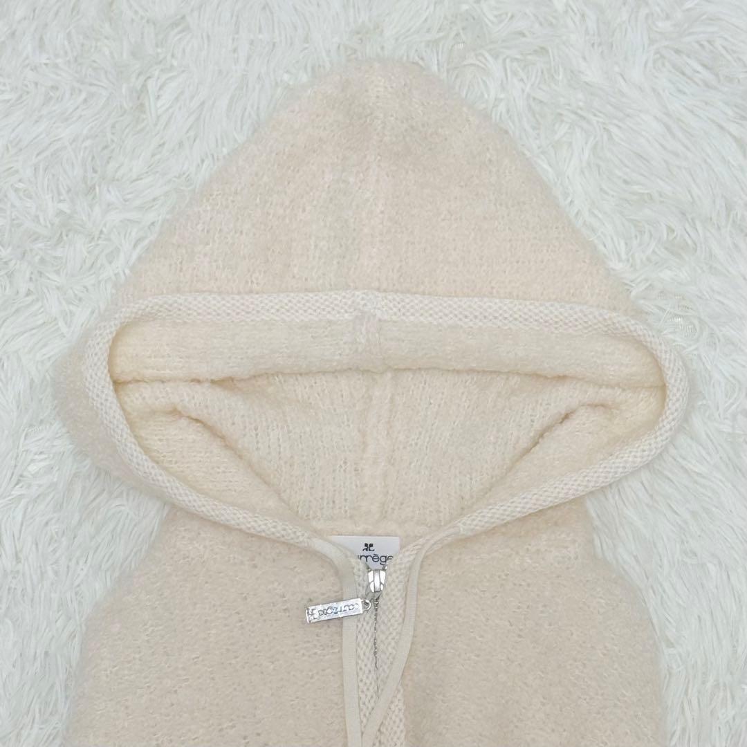 値下げ価格！【未使用】courreges ボアパーカー ロゴ刺繍 ジップ ウール