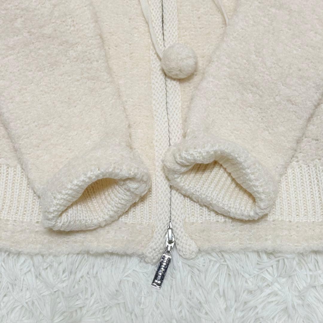 値下げ価格！【未使用】courreges ボアパーカー ロゴ刺繍 ジップ ウール