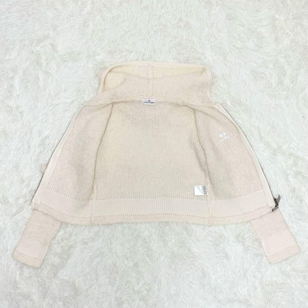 値下げ価格！【未使用】courreges ボアパーカー ロゴ刺繍 ジップ ウール
