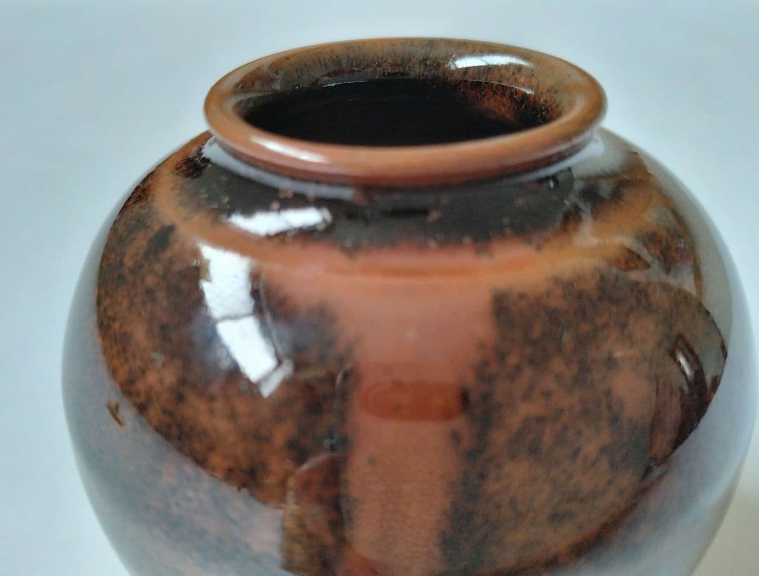 古瀬戸文琳茶入　加藤唐三郎　雲頭段織紋 茶道具