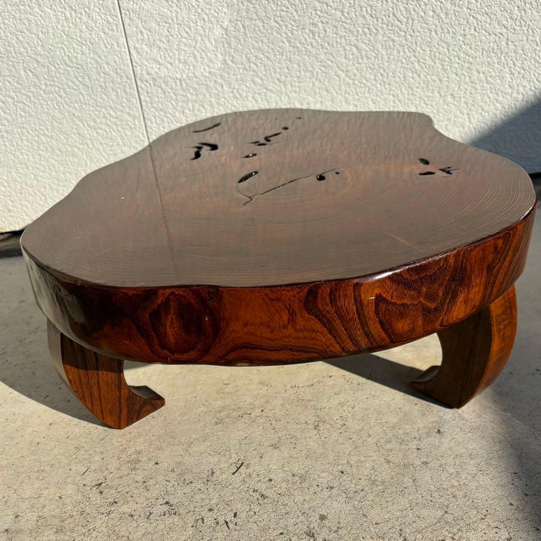 希少　昭和レトロ　一枚板　座卓　ローテーブル　脚付　ミニサイズ　机　欅　ケヤキ