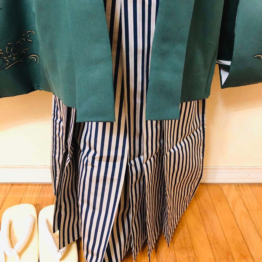 七五三 五歳‼️豪華グリーン系に鷹金彩煌びやか❤️完全フルセット‼️家から揃え無る無し