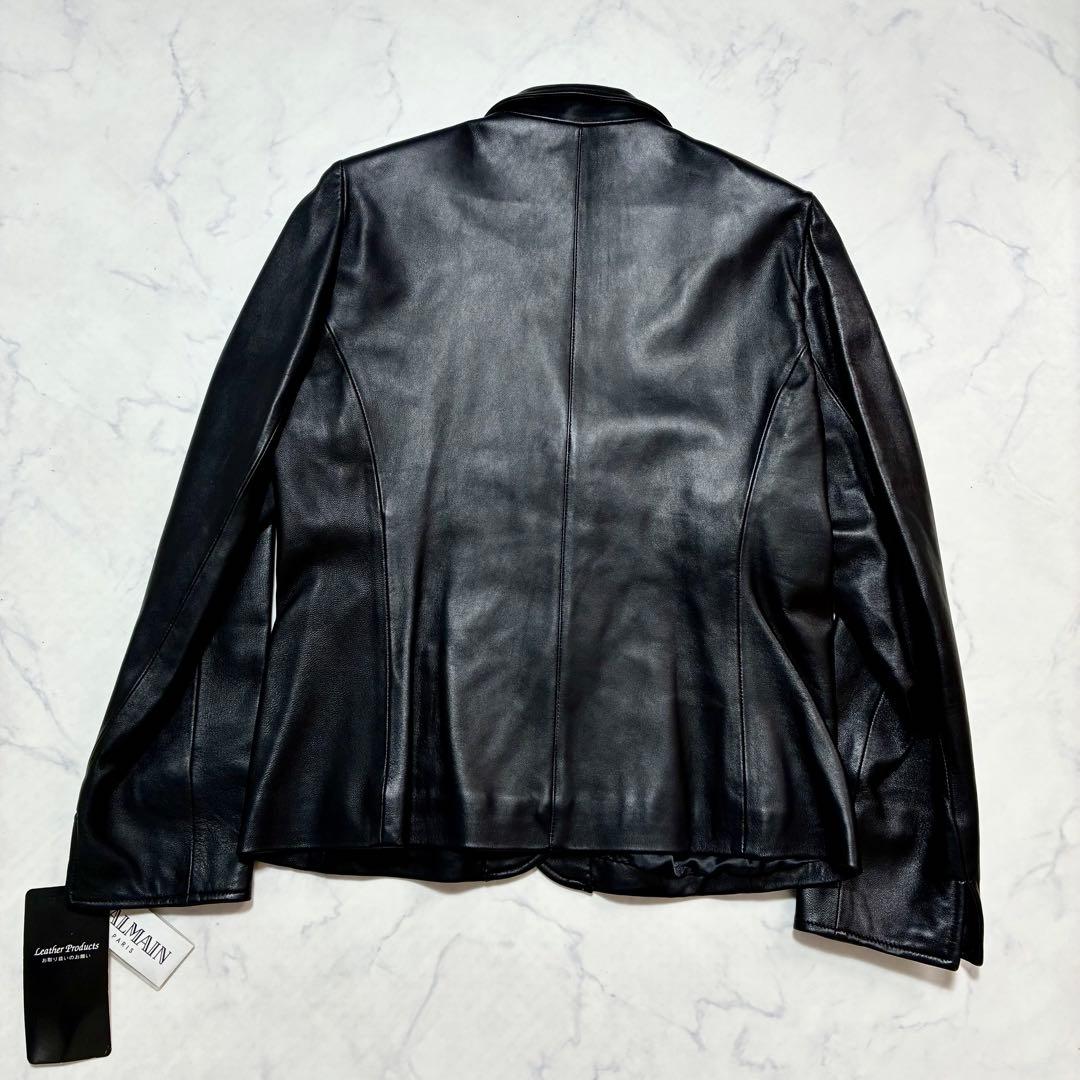 極美品 タグ付き✨BALMAIN ラムレザー テーラードジャケット ブラックL
