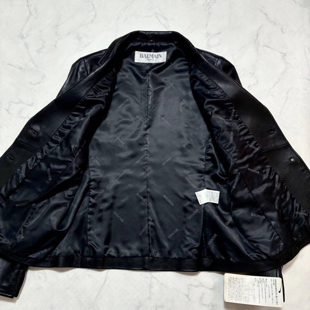 極美品 タグ付き✨BALMAIN ラムレザー テーラードジャケット ブラックL