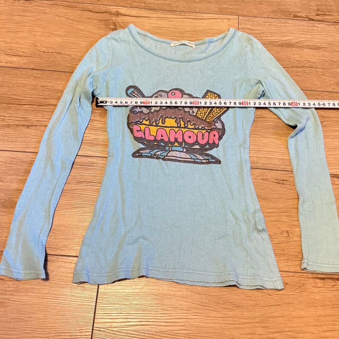 古着 ヒステリックグラマー 平成 パフェ 水色 ラメ プリント カットソー